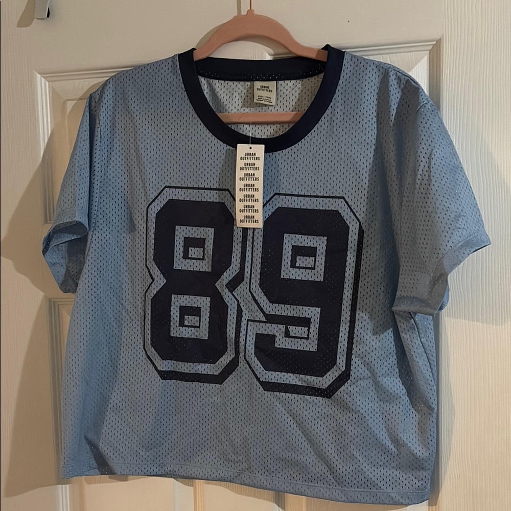 Urban Outfitters Blue Mesh Jersey Top
